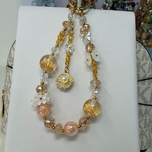 Elegant Gold and Clear Beaded Charm